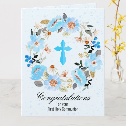 Blauer Blumenreath Erste Kommune Karte (Gelbe Blume)