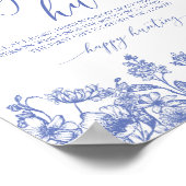 Blauer Blumenring Hundeschlitten Brautparty Spielz Poster (Ecke)