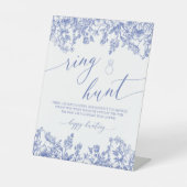 Blauer Blumenring Hundeschlitten Brautparty Spielz Sockelschild (Vorderseite)