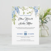 Blauer Blumenromantik Einladung zur Hochzeit (Stehend Vorderseite)