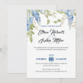 Blauer Blumenromantik Einladung zur Hochzeit (Vorne/Hinten)