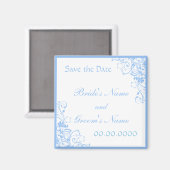 Blauer BlumenSave the Date Gastgeschenk Hochzeits- Magnet (Vorderseite/Rückseite)