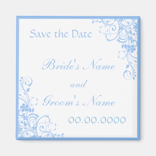 Blauer BlumenSave the Date Gastgeschenk Hochzeits- Magnet (Vorne)