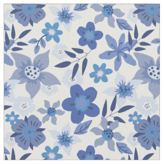 Blauer Blumenstoff, monochromatisch Stoff