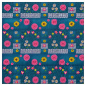 Blauer Blumenstoff Stoff (Muster)