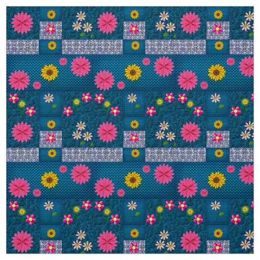 Blauer Blumenstoff Stoff (Muster)