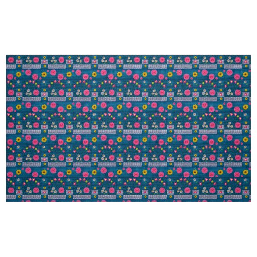 Blauer Blumenstoff Stoff (Fat Quarter (45,7 x 55,9 cm))