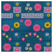 Blauer Blumenstoff Stoff (Nahaufnahme)