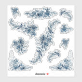 Blauer Blumenstrauch Aufkleber (Blatt)