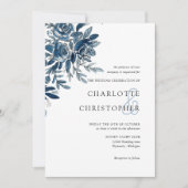 Blauer Blumenstrauch Einladung (Vorderseite)