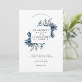 Blauer Blumenstrauch Einladung (Stehend Vorderseite)