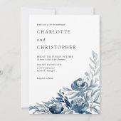 Blauer Blumenstrauch Einladung (Vorderseite)