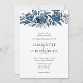 Blauer Blumenstrauch Einladung (Vorderseite)