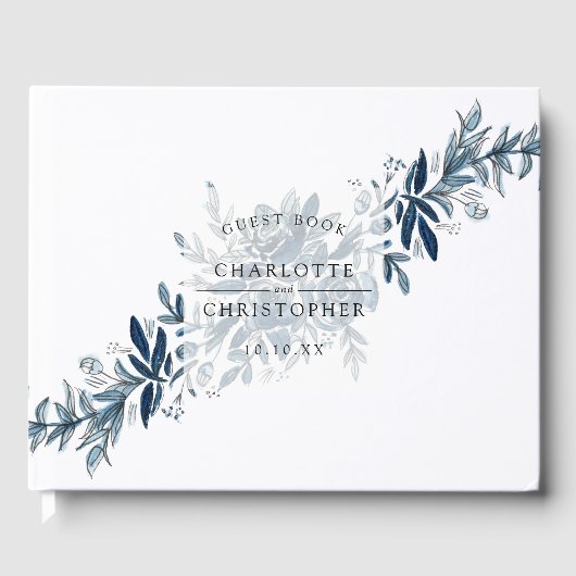 Blauer Blumenstrauch Gästebuch (Vorderseite)