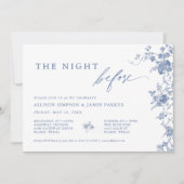 Blauer Blumenstrauß am Abend vor der Probe Einladung (Vorderseite)