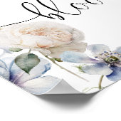 Blauer Blumenstrauß Baby Dusche Willkommen Poster (Ecke)