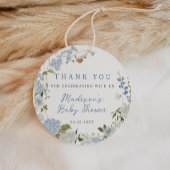 Blauer Blumenstrauß Babydusche Geschenkanhänger