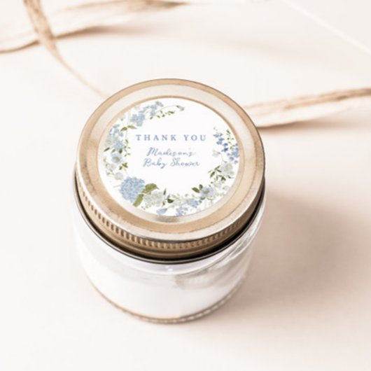 Blauer Blumenstrauß Babydusche Runder Aufkleber