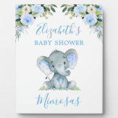 Blauer Blumenstrauß Babyduschtisch Fotoplatte (Vorderseite)