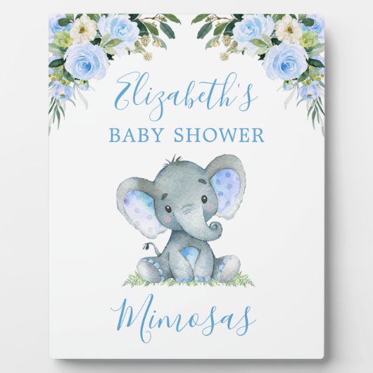 Blauer Blumenstrauß Babyduschtisch Fotoplatte (Vorderseite)