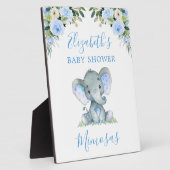 Blauer Blumenstrauß Babyduschtisch Fotoplatte (Seite)