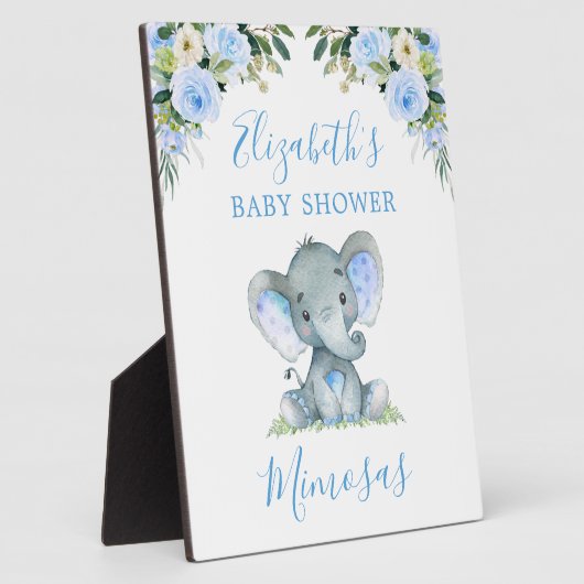 Blauer Blumenstrauß Babyduschtisch Fotoplatte (Seite)