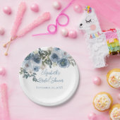 Blauer Blumenstrauß Blaues Brautparty Pappteller (Party)