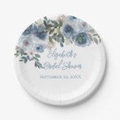 Blauer Blumenstrauß Blaues Brautparty Pappteller (Vorderseite)
