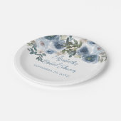 Blauer Blumenstrauß Blaues Brautparty Pappteller (Schrägansicht)