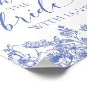 Blauer Blumenstrauß, Blume duschen mit Liebe-Zeich Poster (Ecke)