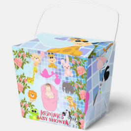 Blauer Blumenstrauß Boho Girl Babydusche Geschenkschachtel