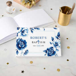 Blauer Blumenstrauß Chinoiserie und dreifache Gren Gästebuch