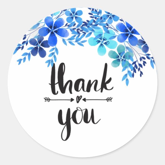 Blauer Blumenstrauß danke Ihnen Aufkleber (Vorderseite)