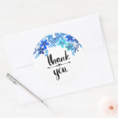 Blauer Blumenstrauß danke Ihnen Aufkleber (Umschlag)