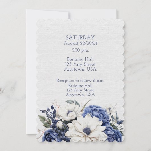 Blauer Blumenstrauß Einladung (Rückseite)