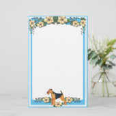 Blauer Blumenstrauß, enthüllt Airedale Briefpapier (Stehend Vorderseite)