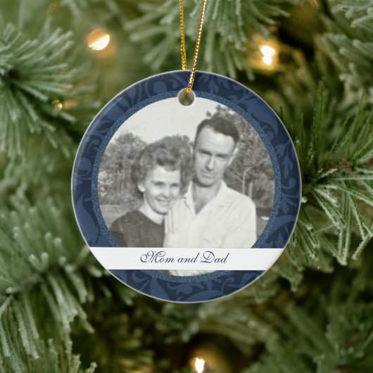 Blauer Blumenstrauß Gerahmt: Gedenkstätte: Bilderv Keramikornament (Baum)