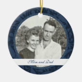 Blauer Blumenstrauß Gerahmt: Gedenkstätte: Bilderv Keramikornament (Vorne)