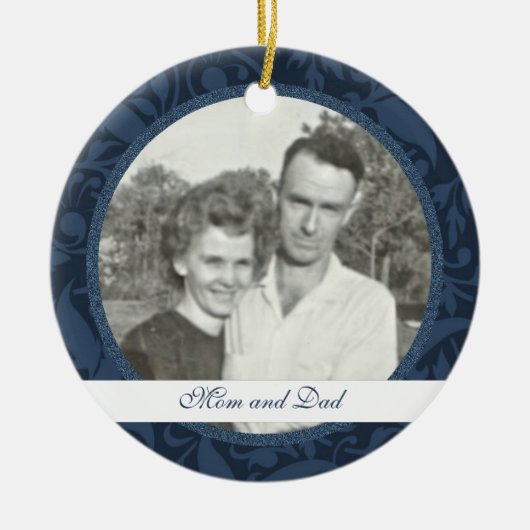 Blauer Blumenstrauß Gerahmt: Gedenkstätte: Bilderv Keramikornament (Vorne)