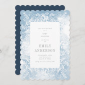 Blauer Blumenstrauß Kinderdusche Einladung (Vorne/Hinten)