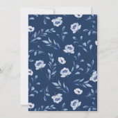 Blauer Blumenstrauß Kinderdusche Einladung (Rückseite)