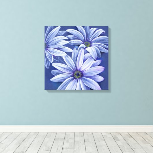 Blauer Blumenstrauß Leinwand Origineller Kunstdruc (Insitu (Holzboden))