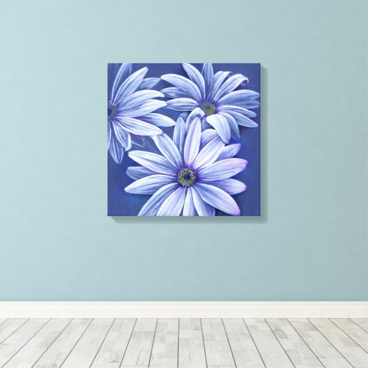 Blauer Blumenstrauß Leinwand Origineller Kunstdruc (Insitu (Holzboden))