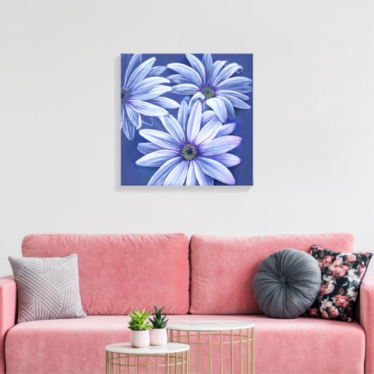 Blauer Blumenstrauß Leinwand Origineller Kunstdruc (Insitu (Wohnzimmer))