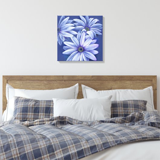 Blauer Blumenstrauß Leinwand Origineller Kunstdruc (Insitu (Schlafzimmer))