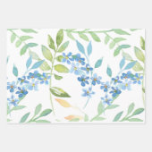 Blauer Blumenstrauß mit Foliage Geschenkpapier Set (Vorderseite 3)