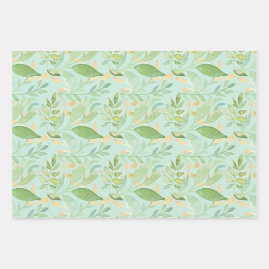 Blauer Blumenstrauß mit Foliage Geschenkpapier Set (Vorderseite 2)