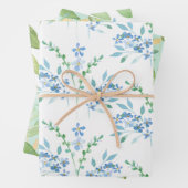 Blauer Blumenstrauß mit Foliage Geschenkpapier Set (Beispiel)