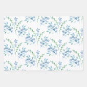 Blauer Blumenstrauß mit Foliage Geschenkpapier Set (Vorderseite)