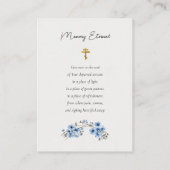 Blauer Blumenstrauß orthodoxe Beerdigungskarte Platzkarte (Rückseite)